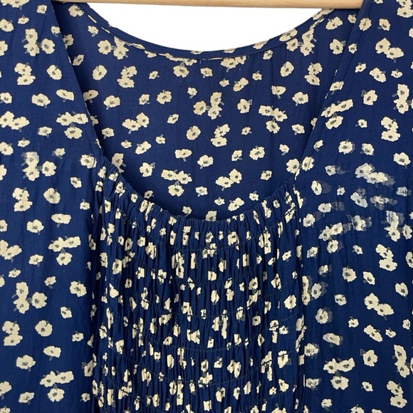 Laundry by Shelli Segal Navy Blue Floral Mini Dress Fit & Flare Short Sleeve 6 - Picture 7 of 13